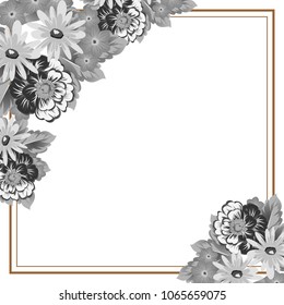 flower frame for your invitation cards design, greeting cards, postcards for birthday, Valentine's day, wedding or party and more. Vector illustration.