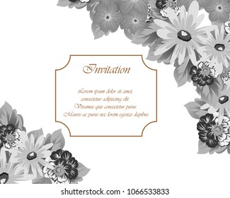 flower frame for your invitation cards design, greeting cards, postcards for birthday, Valentine's day, wedding or party and more. Vector illustration.