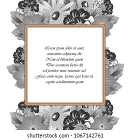 flower frame for your invitation cards design, greeting cards, postcards for birthday, Valentine's day, wedding or party and more. Vector illustration.
