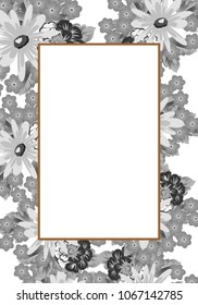 flower frame for your invitation cards design, greeting cards, postcards for birthday, Valentine's day, wedding or party and more. Vector illustration.