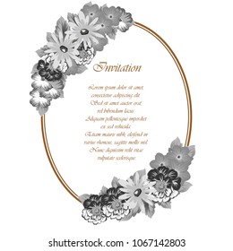 flower frame for your invitation cards design, greeting cards, postcards for birthday, Valentine's day, wedding or party and more. Vector illustration.