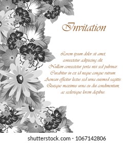 flower frame for your invitation cards design, greeting cards, postcards for birthday, Valentine's day, wedding or party and more. Vector illustration.