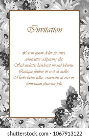 flower frame for your invitation cards design, greeting cards, postcards for birthday, Valentine's day, wedding or party and more. Vector illustration.