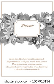 flower frame for your invitation cards design, greeting cards, postcards for birthday, Valentine's day, wedding or party and more. Vector illustration.