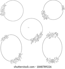 Flower frame-geometric frames-Vector files in SVG format-SVG Flower-Circle framed with monogram-logo frame-wedding frame-Botanical clipart svg
