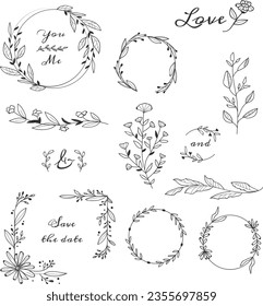 flower framer design. botanical hand drawn vector frames, vector art