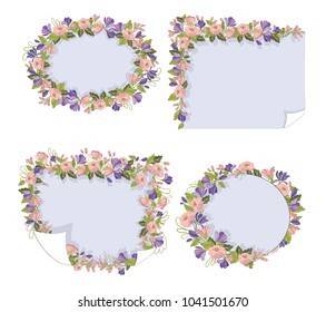 Flower frames for card or invitation with space for text