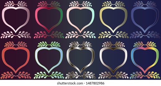 Flower frames in the shape of hearts,for Valentine's day,birthday,weddings.Vector illustration.