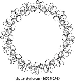 Flower frame.Vector graphic set of floral elements.Floral art for wedding invitations, greeting cards, scrapbooking,printing, gift wrapping, production.Hand drawn vector illustration.Stylized peony.