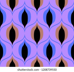 Flower framing. Lilies and text pattern on vintage seamless pattern. Retro Style Sixties