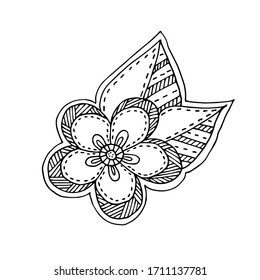 Flower. Freehand illustration. Doodle Coloring. Vector. Ornament pattern. Decoration for coloring book. A relaxing book. The contour is black and white.