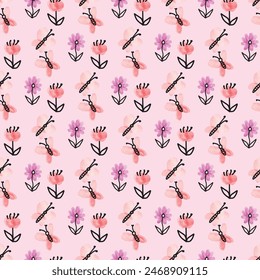 Flower Friends Seamless Vector Pattern Design