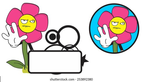flower funny cartoon expression copyspace in vectorformat very easy to edit