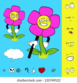 flower funny cartoon set in vector format very easy to edit
