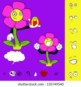 flower funny cartoon set in vector format very easy to edit