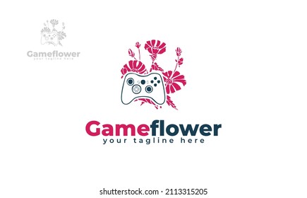 Flower game stick logo design. vector