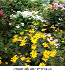fondo de jardín florido con brochas
