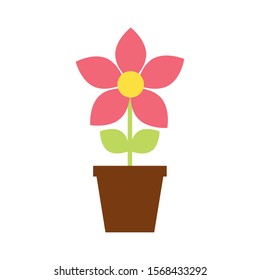 flower garden in ceramic pot vector illustration design