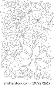 Flower com´position garden coloring page. 