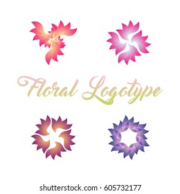 Flower Garden Floral Nature Logotype Collection Set Vector Illustration Design
