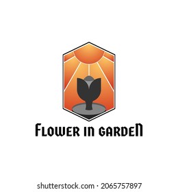 Plantilla De Diseño De Logotipo Flower In Garden Con Forma Hexagon