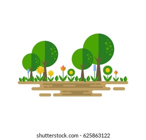 Flower garden on spring illustration vector
