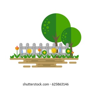 Flower garden on spring illustration vector
