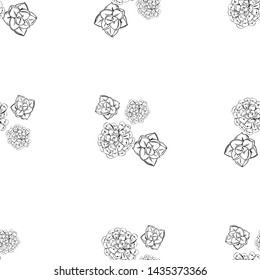 Flower garden succulent hand drawn line art. Cute seamless vector tile pattern. Retro vintage.