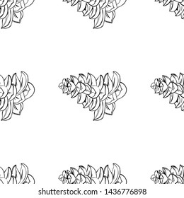 Flower garden succulent hand drawn line art. Cute seamless vector tile pattern. Retro vintage.