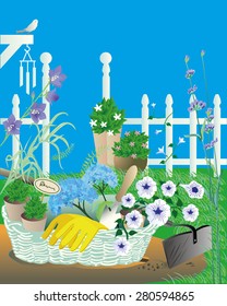 Flower garden vector illustration