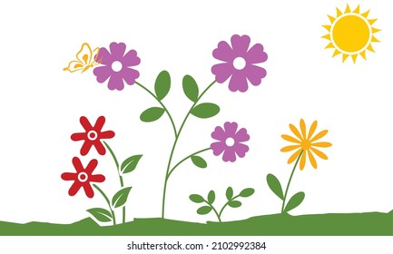 flower garden vector. simple flower garden illustration