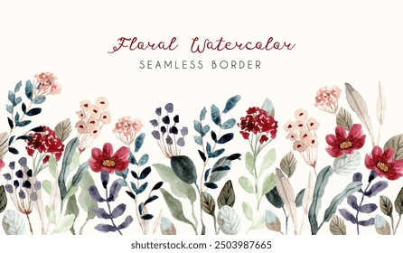 flower garden watercolor seamless border