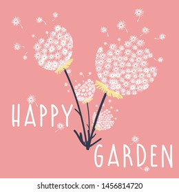 flower garden white text line girl tee illustration art vector