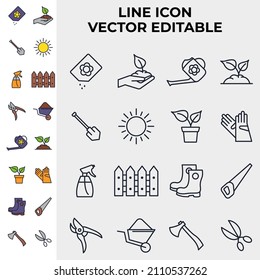 Flower and Gardening elements set icon symbol template for graphic and web design collection logo vector illustration