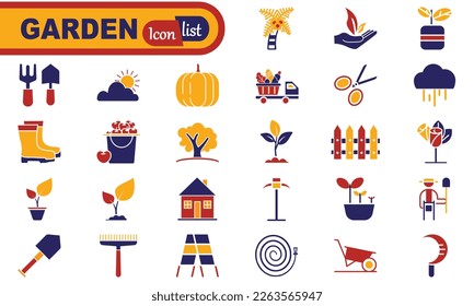 Flower and Gardening elements -  web icon set. icons collection. Simple vector illustration.