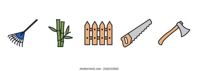 Flower and Gardening set icon symbol template for graphic and web design collection logo vector illustration