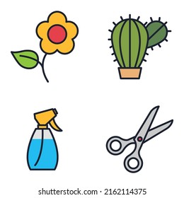 Flower and Gardening set icon symbol template for graphic and web design collection logo vector illustration