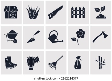 Flower and Gardening set icon symbol template for graphic and web design collection logo vector illustration