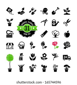 Flower and Gardening Tools Icons set