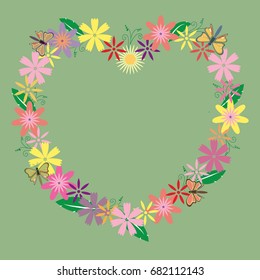 Flower garland. Flowers and butterflies placed together into a heart shape. Use for backgrounds, wall paper, tile floor, fabric, books, plate and anything else that you want.