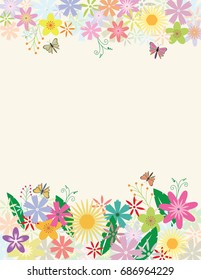 Flower garland. Flowers and butterflies placed together into a circle. Use for backgrounds, wall paper, tile floor, fabric, books, plate and anything else that you want.