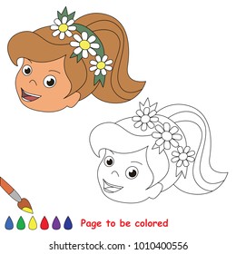Flower Garland Hairstyle Girl to be colored, the coloring book for preschool kids with easy educational gaming level.