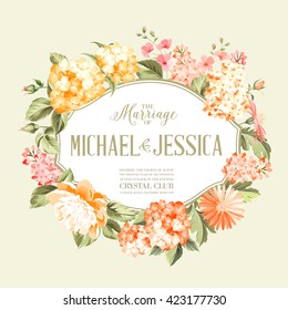 Flower garland for invitation card.