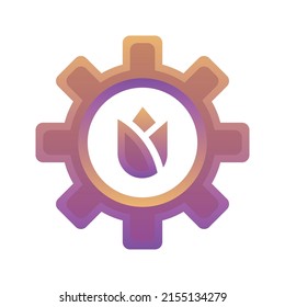 flower gear gradient logo design template icon