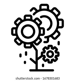 Flower gear innovation icon. Outline flower gear innovation vector icon for web design isolated on white background