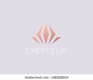 Flower gem logo design abstract premium minimal style illustration. Jewelry boutique vector icon symbol identity logotype