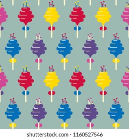 Flower geometric abstract seamless pattern. Composition 7