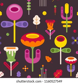 Flower geometric abstract seamless pattern. Composition 1