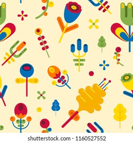 Flower geometric abstract seamless pattern. Composition 2