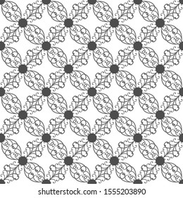 Flower geometric abstract seamless pattern. Fashion graphic background design. Modern stylish abstract texture. Monochrome template for prints, textiles, wrapping, wallpaper, etc. Vector illustration.